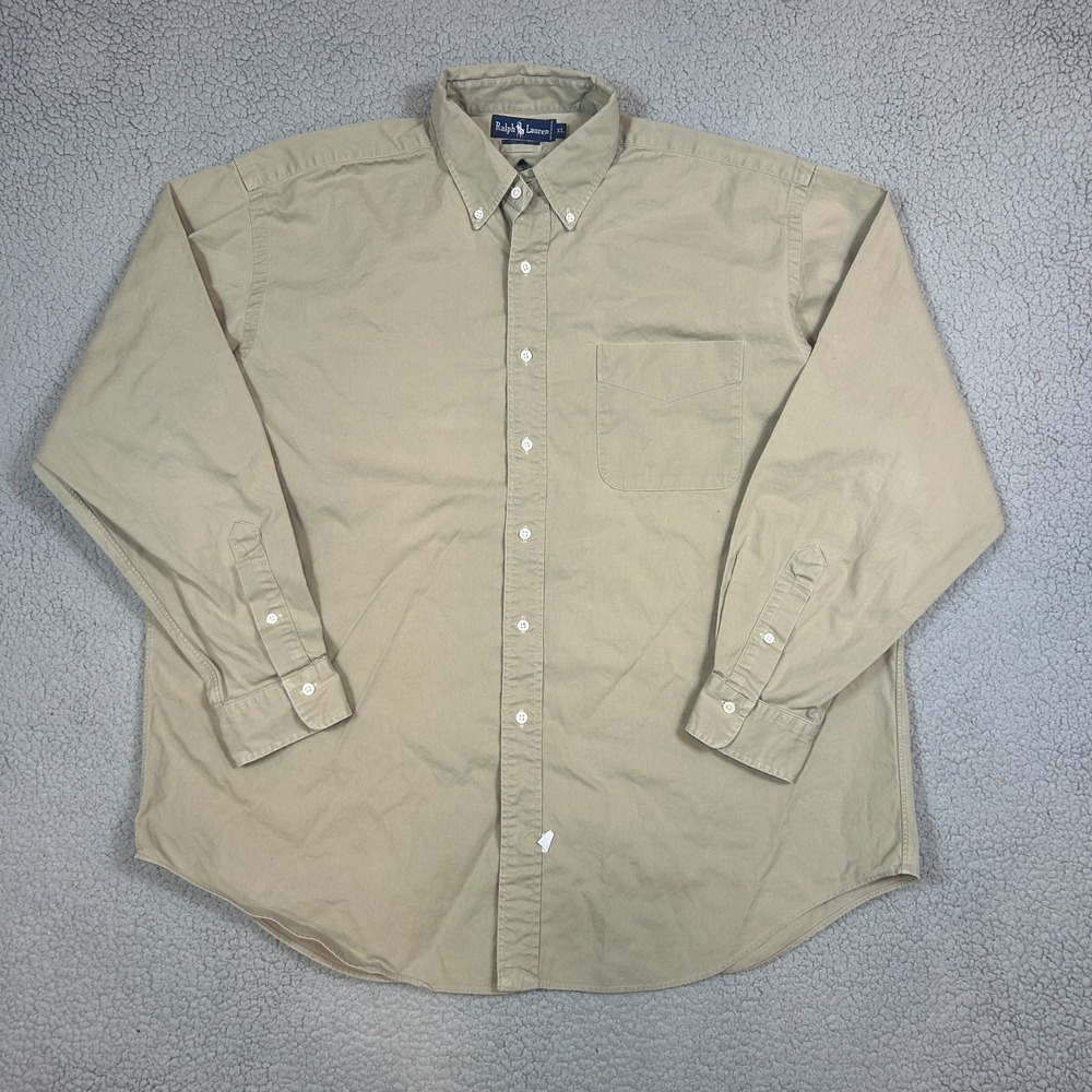 Ralph Lauren‎ Dress Shirt Size XL Khaki Beige Excellent Condition!